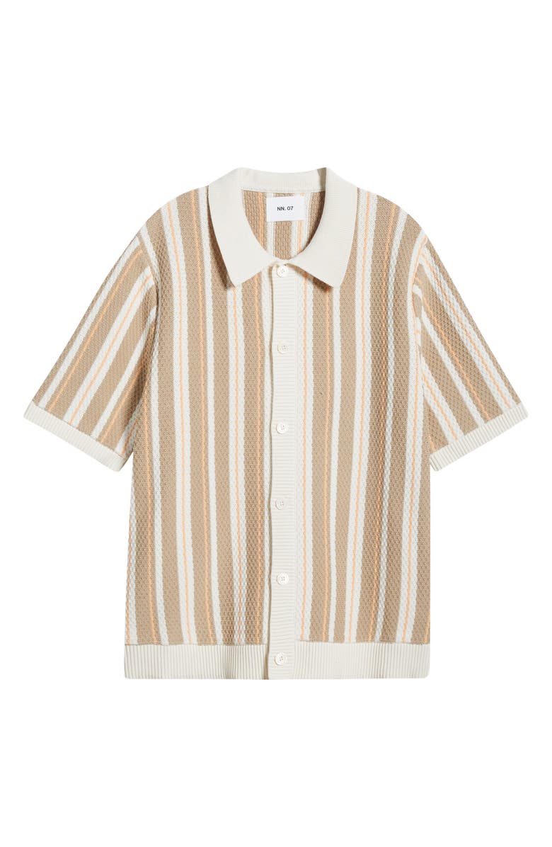 NN07 Jackie 6636 Stripe Short Sleeve Organic Cotton Cardigan, Main, color, 
