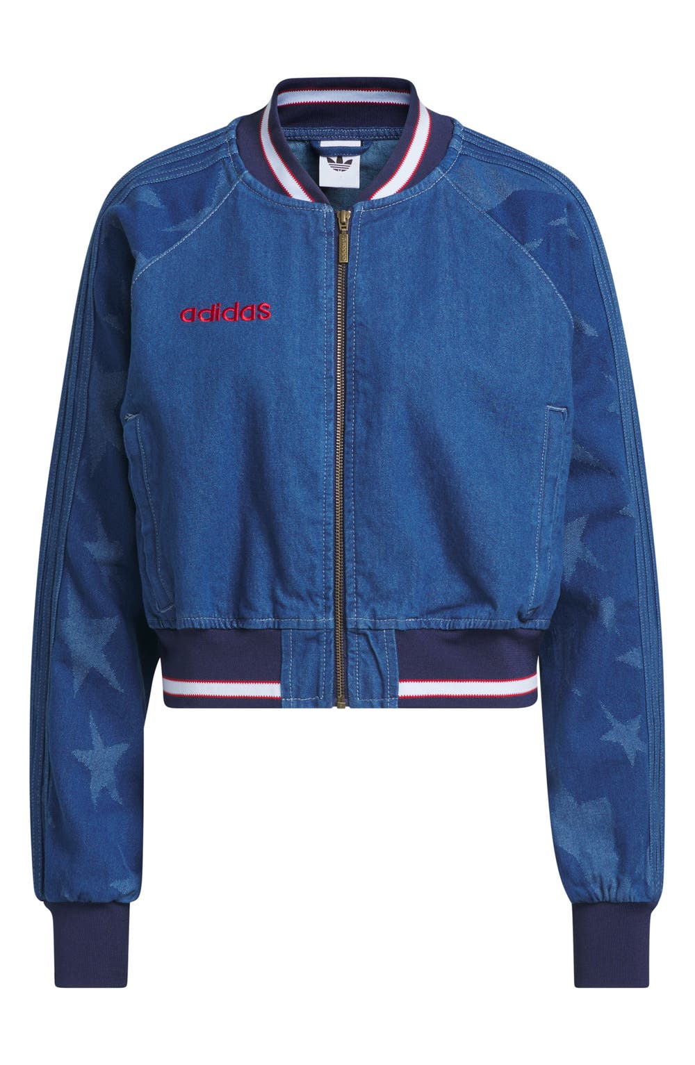 Sst Denim Graphic Varsity Bomber Jacket, image 4 of 6