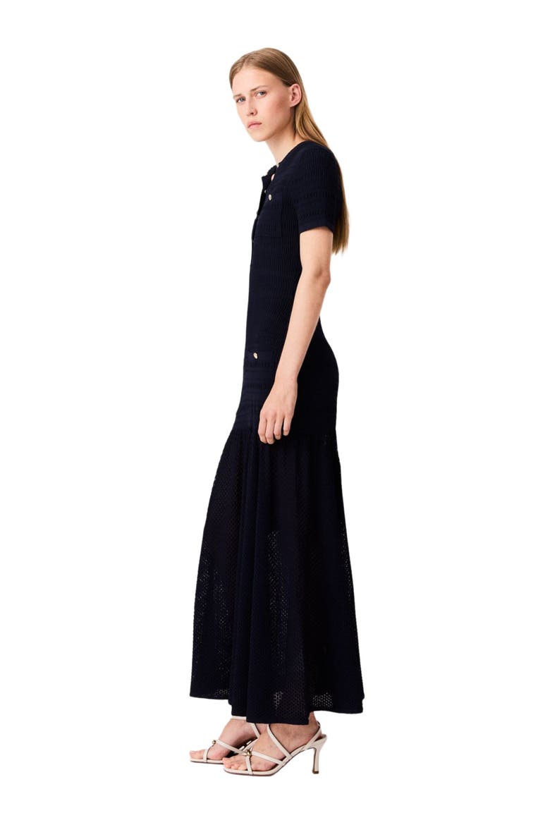 Pointelle knit maxi dress, Alternate, color, Navy
