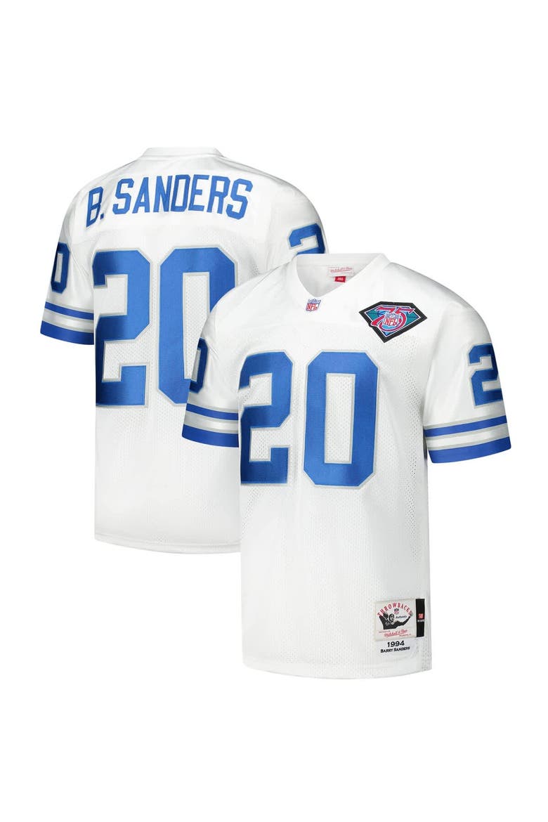 Men's Mitchell & Ness Barry Sanders White Detroit Lions 1994 Authentic Throwback Retired Player Jersey, Main, color, White
