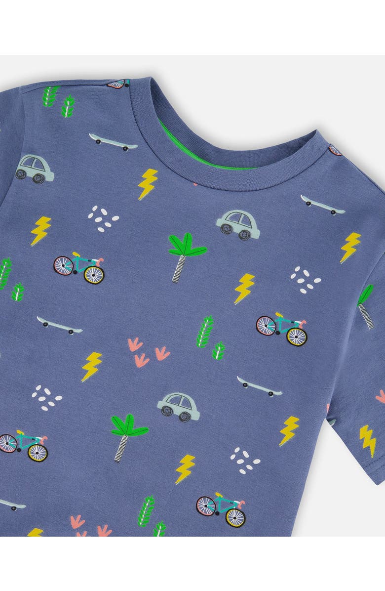 Deux par Deux Organic Cotton Jersey Bicycle T-Shirt, Alternate, color, Blue Bicycle Print