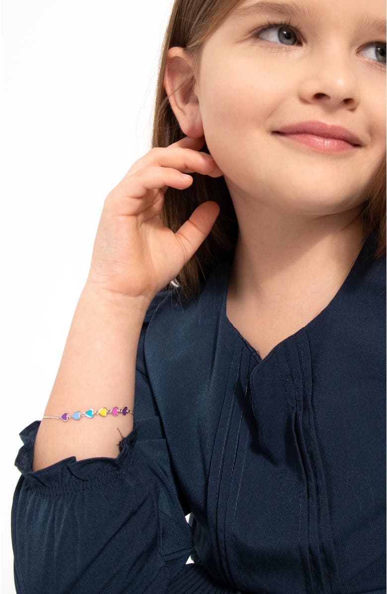 In Season Jewelry Rainbow Enamel Heart Girls Bracelet, Alternate, color, Multi-Color