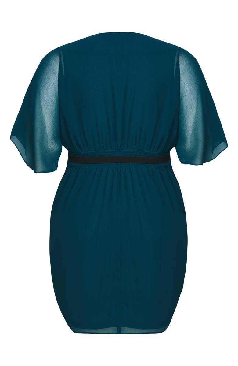 City Chic Belted Chiffon Faux Wrap Dress, Alternate, color,