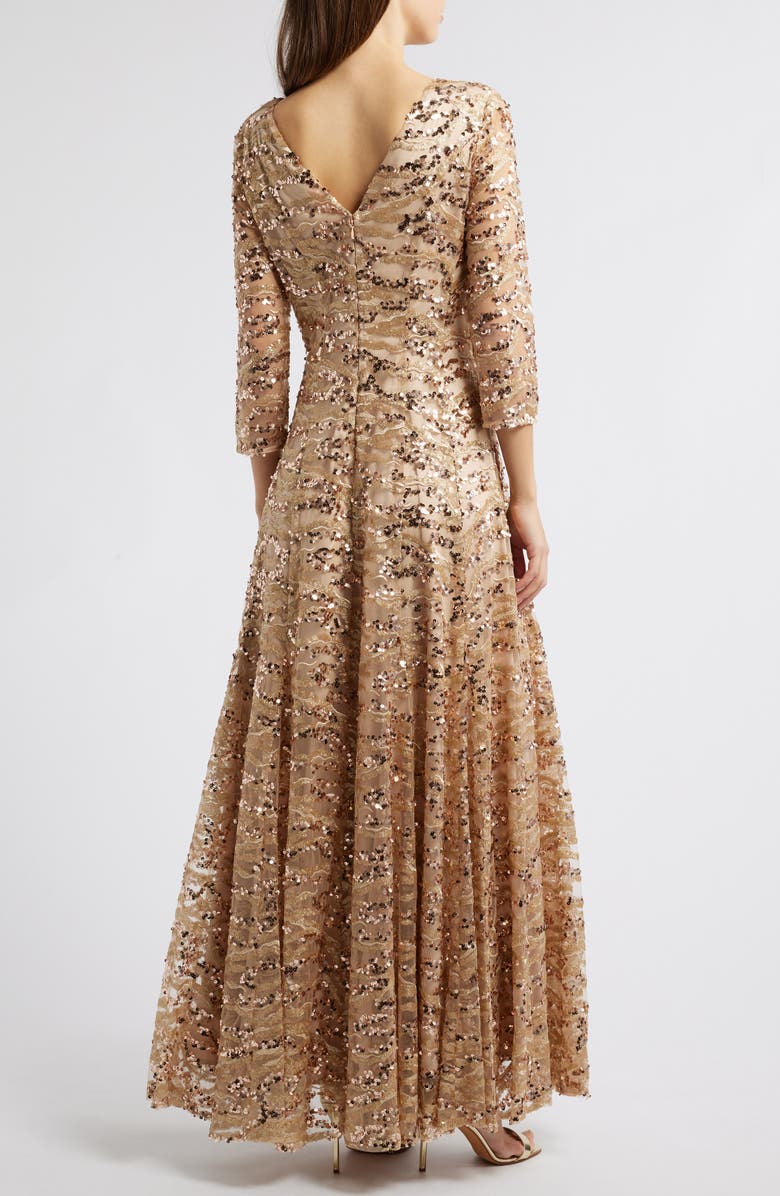 Tahari ASL Sequin A-Line Gown, Alternate, color, Blush
