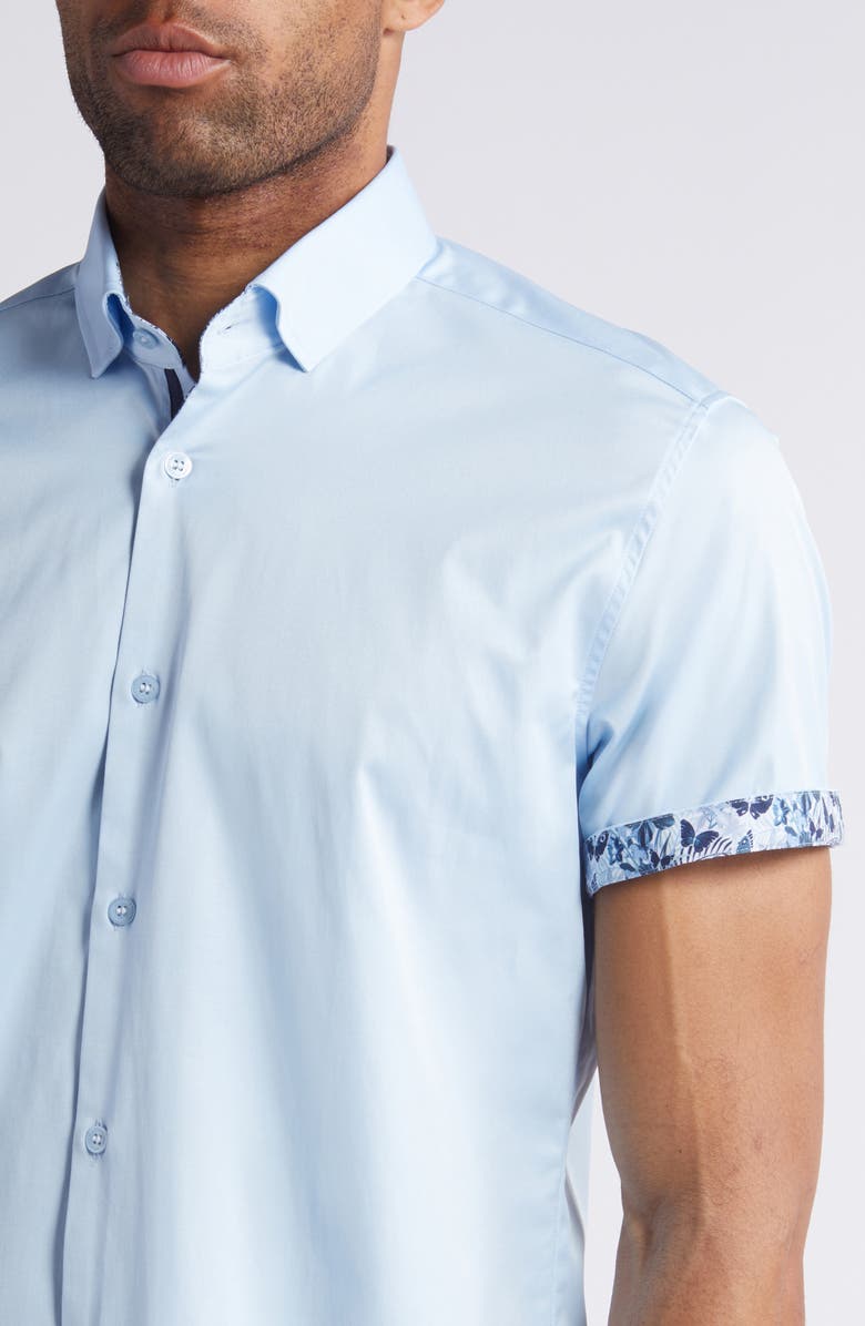 Stone Rose Solid Twill Short Sleeve Performance Button-Up Shirt, Alternate, color,