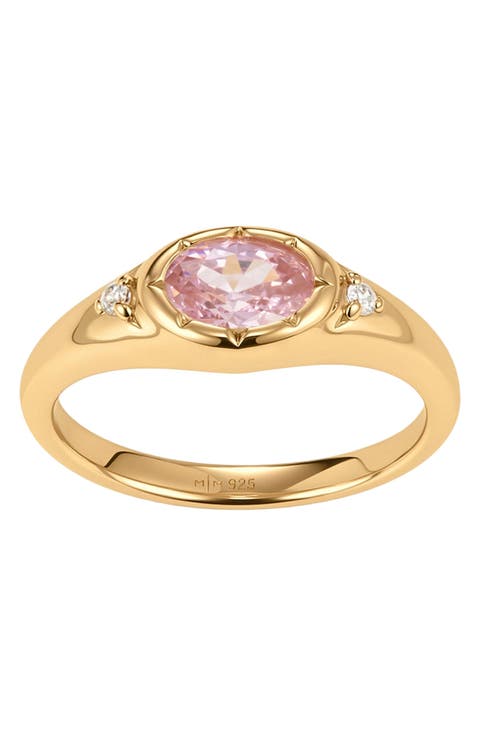 Oval Birthstone Signet Ring