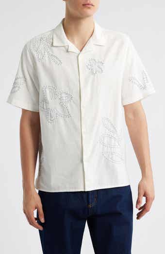 Wax London Didcot Embroidered Cotton & Linen Camp Shirt