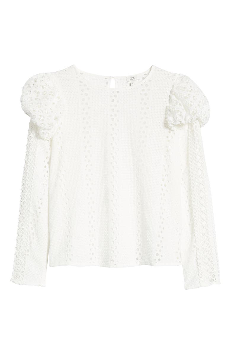 River Island Broderie Knit Long Sleeve Top, Alternate, color, 
