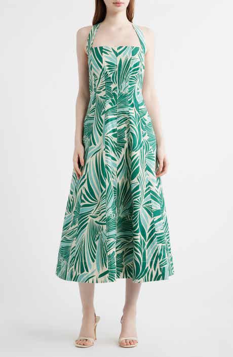 Leaf Print Cotton Poplin Dress