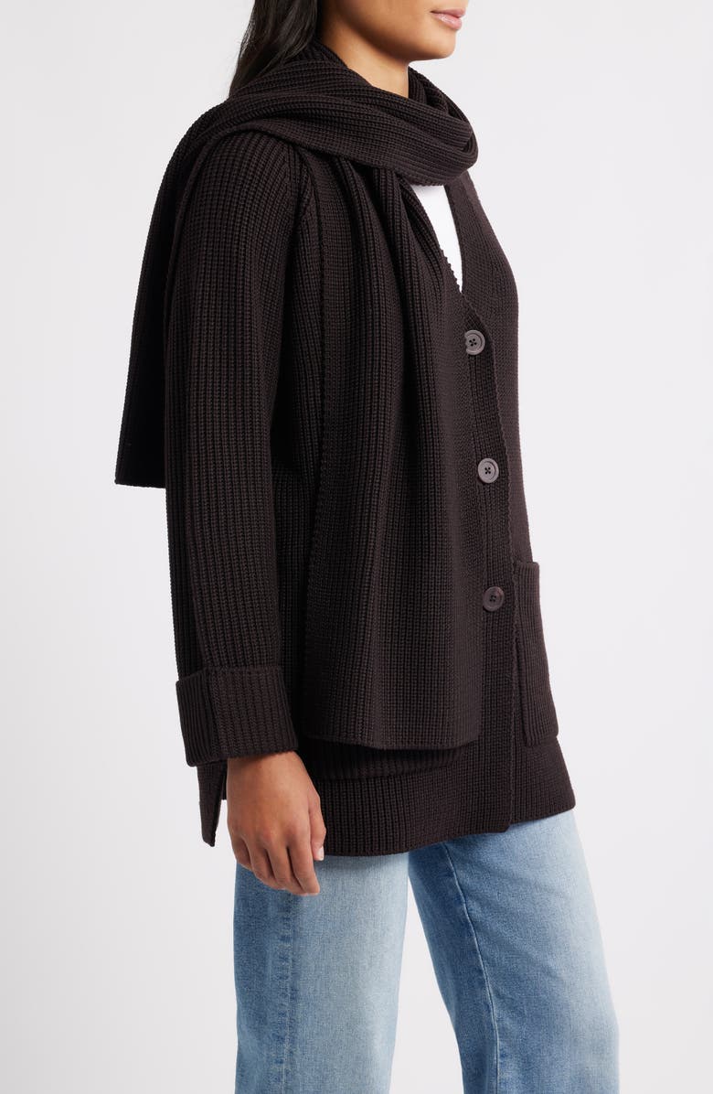 MARGARET O'LEARY Vivienne Merino Wool Scarf Coat, Alternate, color, Chocolate