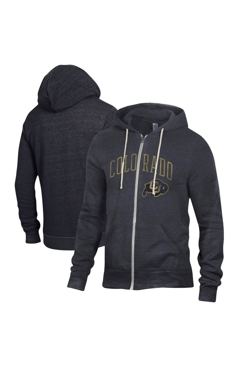 ALTERNATIVE APPAREL Men's Alternative Apparel Black Colorado Buffaloes Rocky Tri-Blend Full-Zip Hoodie, Main, color, 