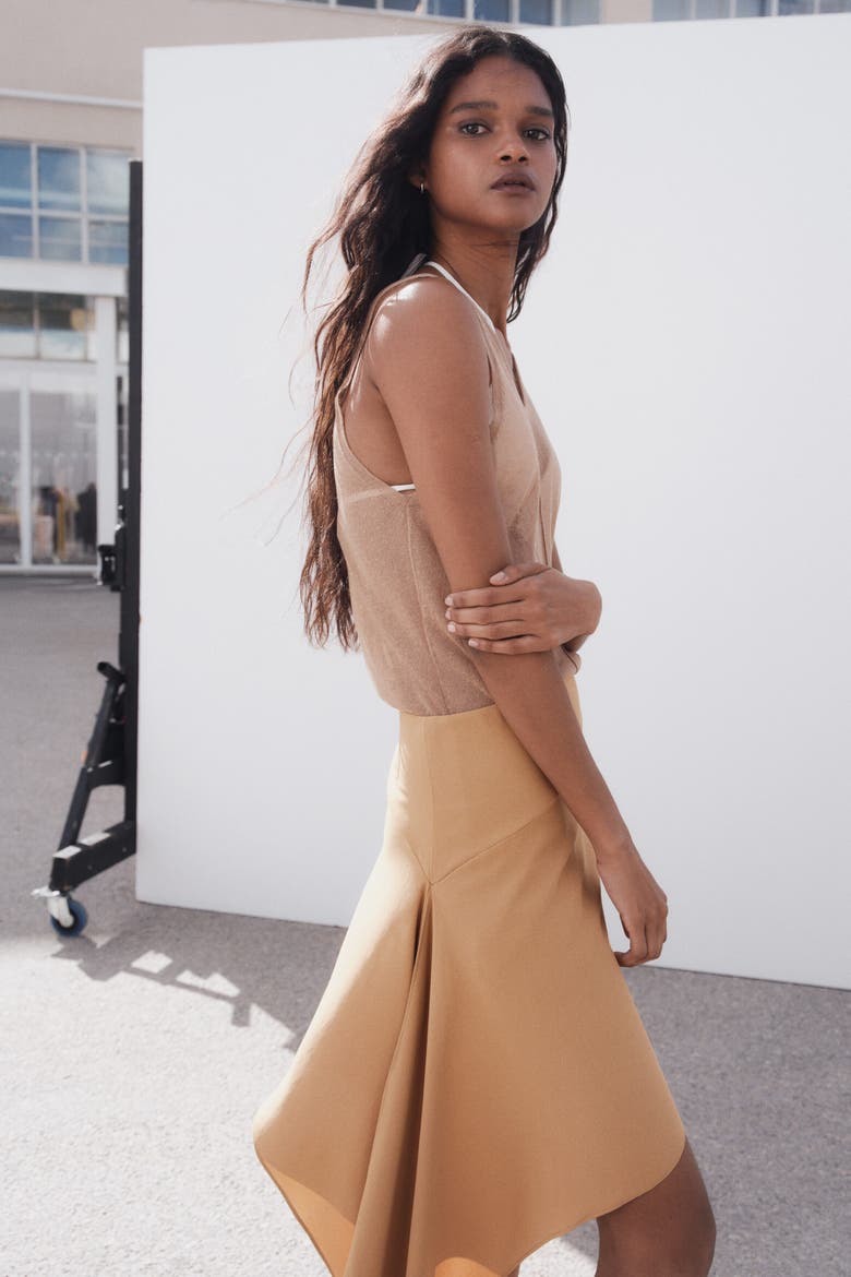 Asymmetric Tie-detail Skirt, Alternate, color, Dark beige