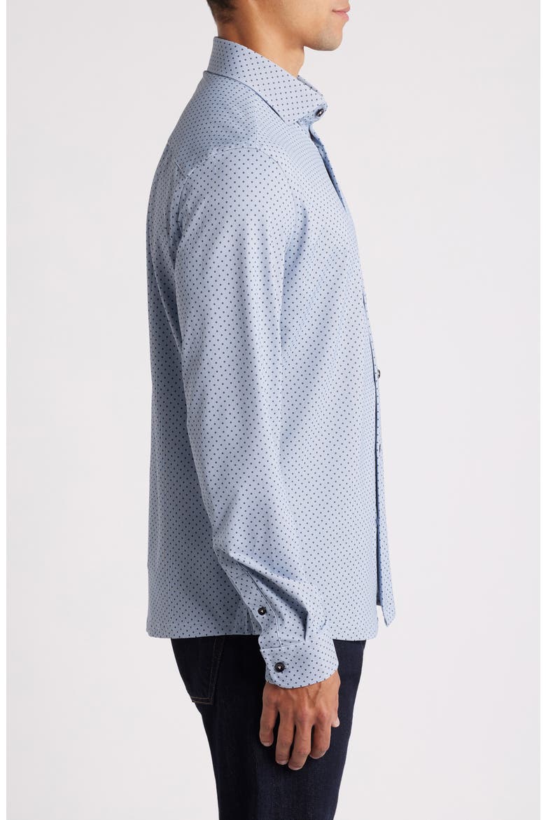 Techno Stretch Microdot Performance Button-Up Shirt, Alternate, color, MED. BLUE