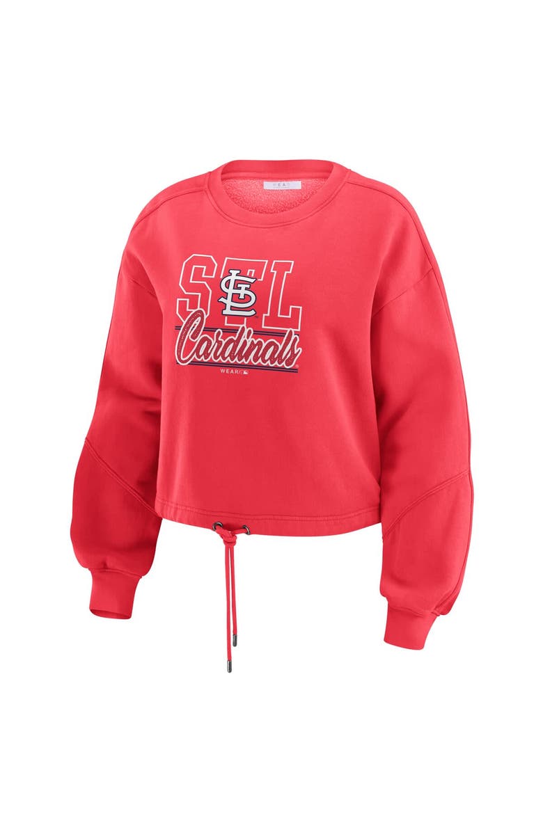 WEAR by Erin Andrews Women's WEAR by Erin Andrews Red St. Louis Cardinals Washed Fleece Sweatshirt & Shorts Lounge Set, Alternate, color, Red
