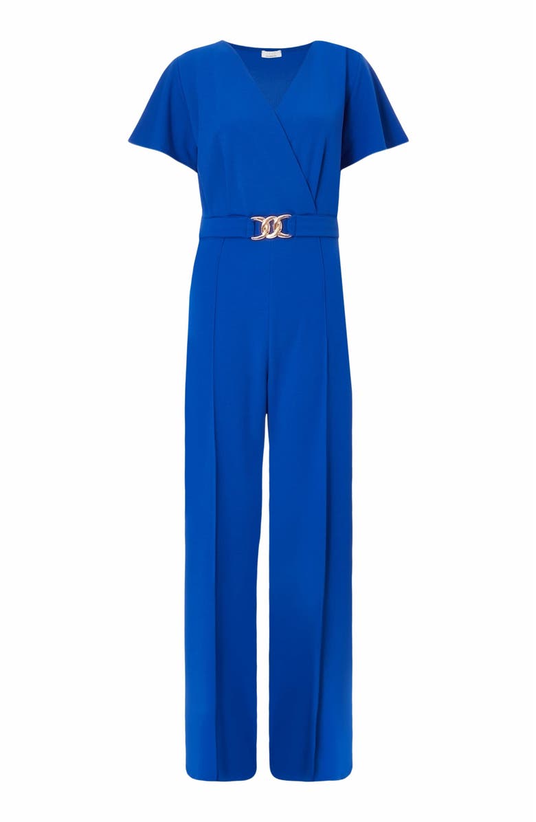 QUIZ Scuba Crepe Wrap Front Palazzo Jumpsuit, Alternate, color,