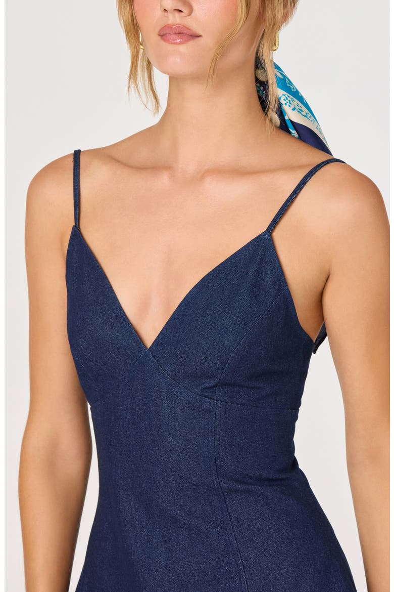 Kyndal Denim Drop Waist Minidress, Alternate, color, DARK DENIM