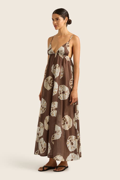 Shop Hope And May Palma Plunge V Neck Cotton Maxi Print Dress In Tie Dye