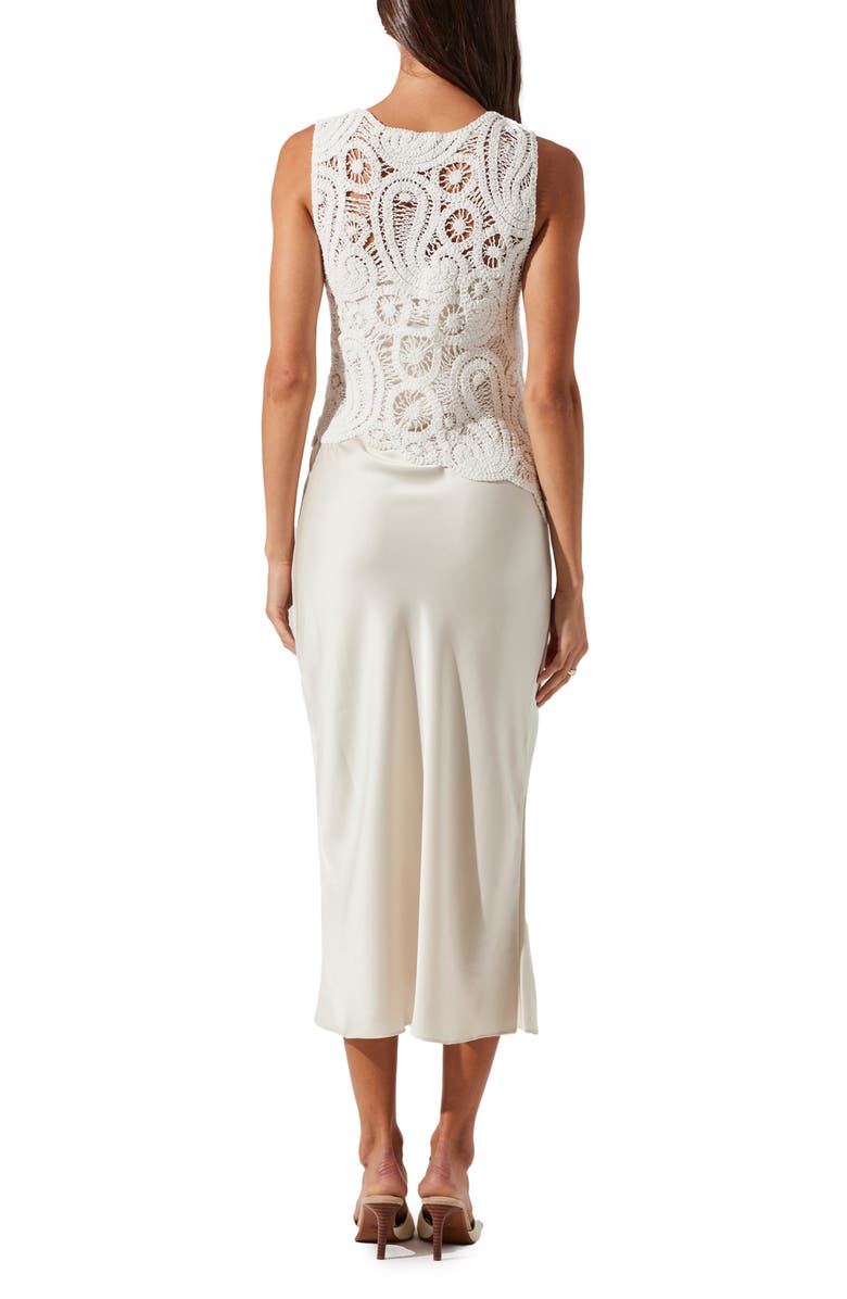 ASTR the Label Martina Mixed Media Midi Dress, Alternate, color, White Champagne
