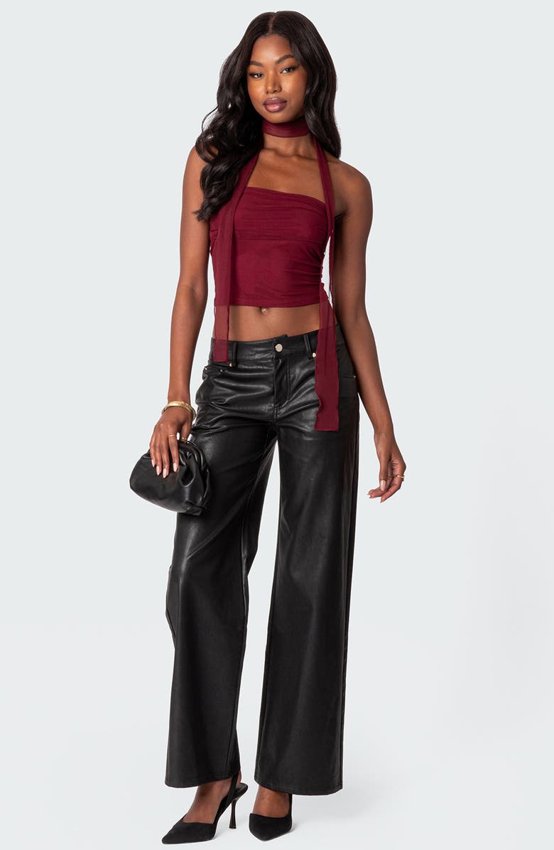 EDIKTED Straight Leg Faux Leather Jeans, Alternate, color, Black