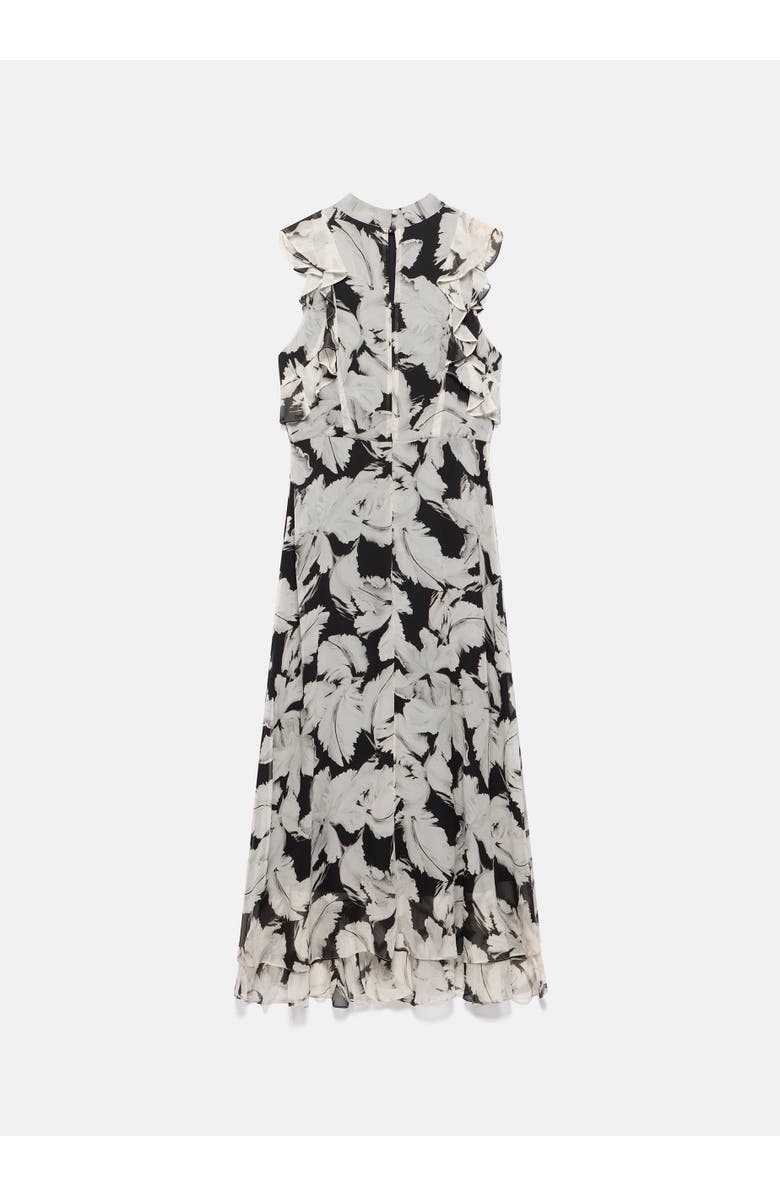 MINT VELVET Feather Print Midi Dress, Alternate, color, Black