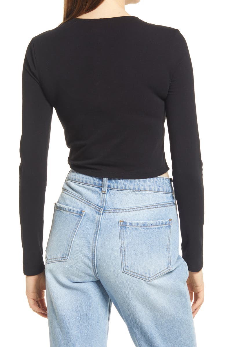 Topshop Long Sleeve Crop Cardigan, Alternate, color, 