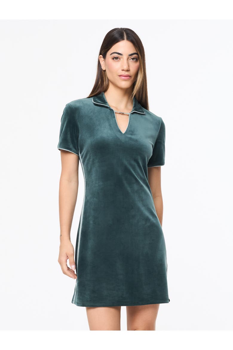 Lina Velour Dress, Alternate, color, GREEN GABLES