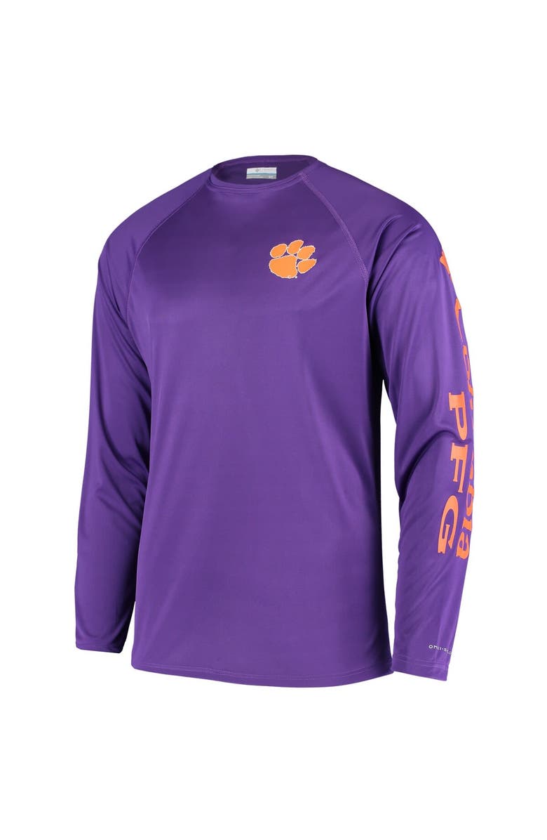 Columbia Men's Columbia Purple Clemson Tigers Terminal Tackle Omni-Shade Raglan Long Sleeve T-Shirt, Alternate, color, 