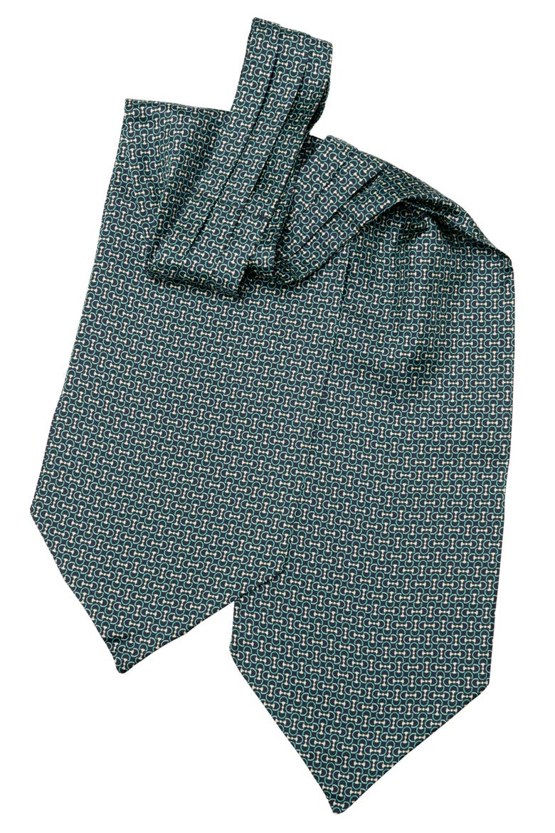 Condotti - Silk Ascot Cravat Tie for Men, Alternate, color, Green and Navy