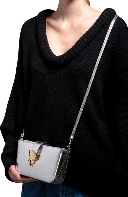 Shop Alexis Bittar Crumple Leather Crossbody Bag In Silver