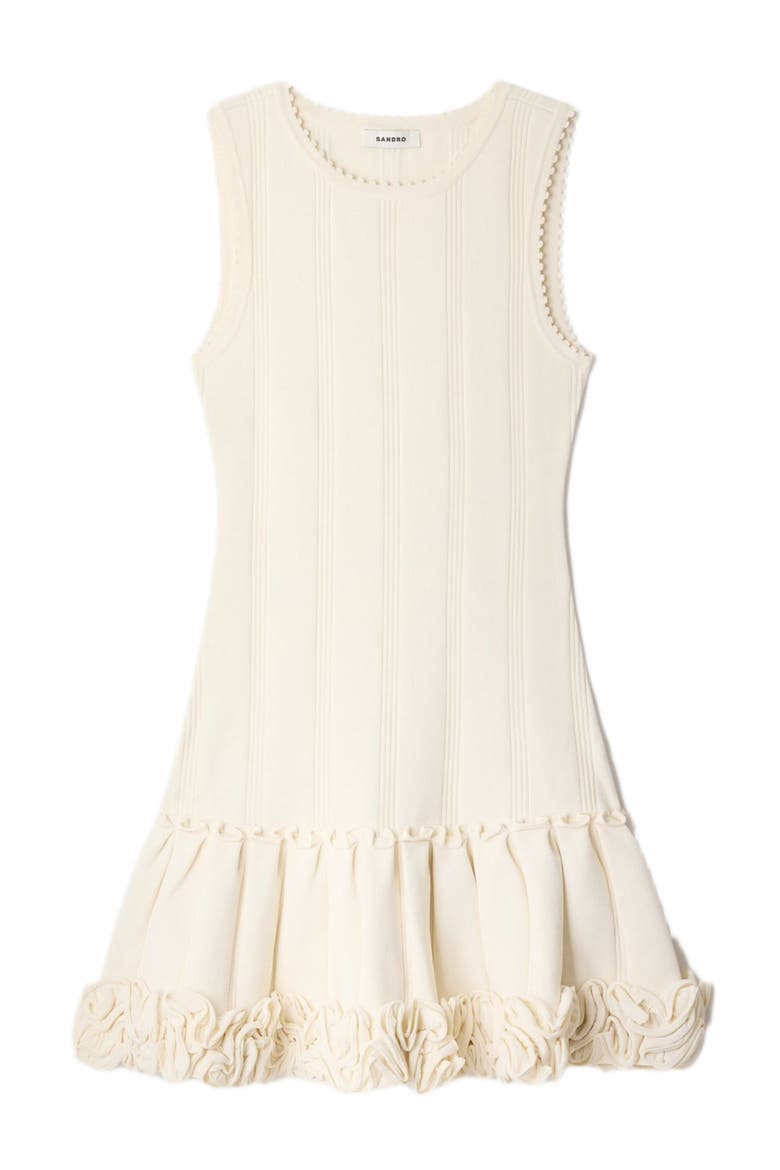 Floral knit short dress, Alternate, color, Ecru