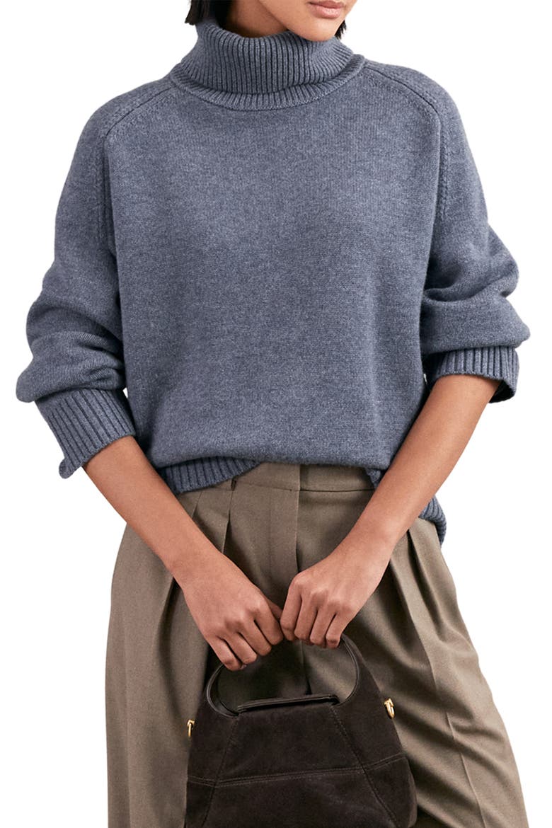 Brooklyn Wool & Cashmere Turtleneck Sweater, Main, color, BLUE MARL
