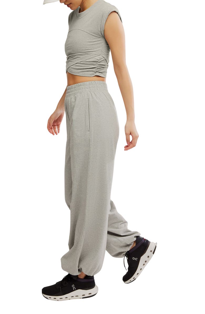 Free People FP Movement Hot Shot Crossover T-Shirt & Joggers Set, Alternate, color, Heather Grey