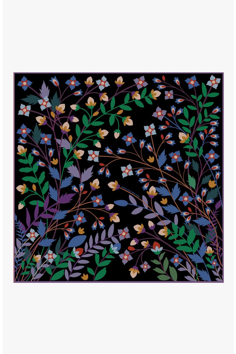 Double Sided Wool Silk Shawl Of Night Garden, Main, color, Black
