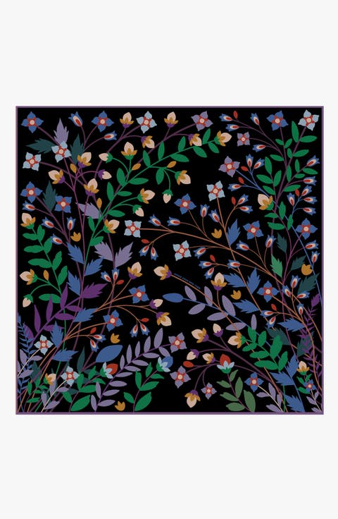 Double Sided Wool Silk Shawl Of Night Garden