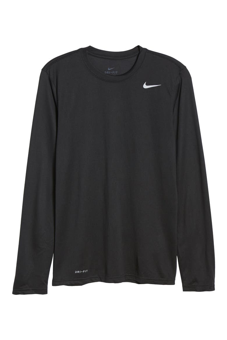 'Legend 2.0' Long Sleeve Dri-FIT Training T-Shirt, Alternate, color, BLACK/ BLACK/ MATTE SILVER
