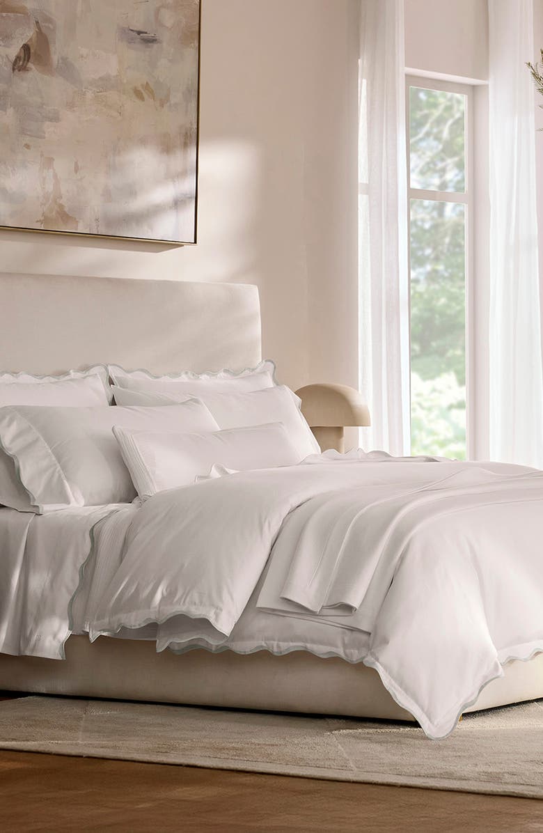 Boll & Branch Signature Curved Edge Organic Cotton Sheet Set, Alternate, color, White/ Mist