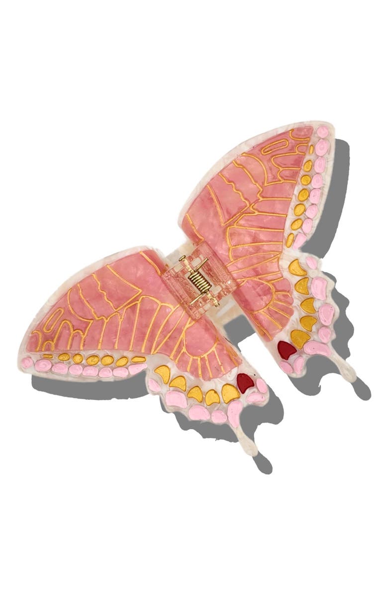 Solar Eclipse Swallowtail Butterfly Hair Clip, Main, color, Pink
