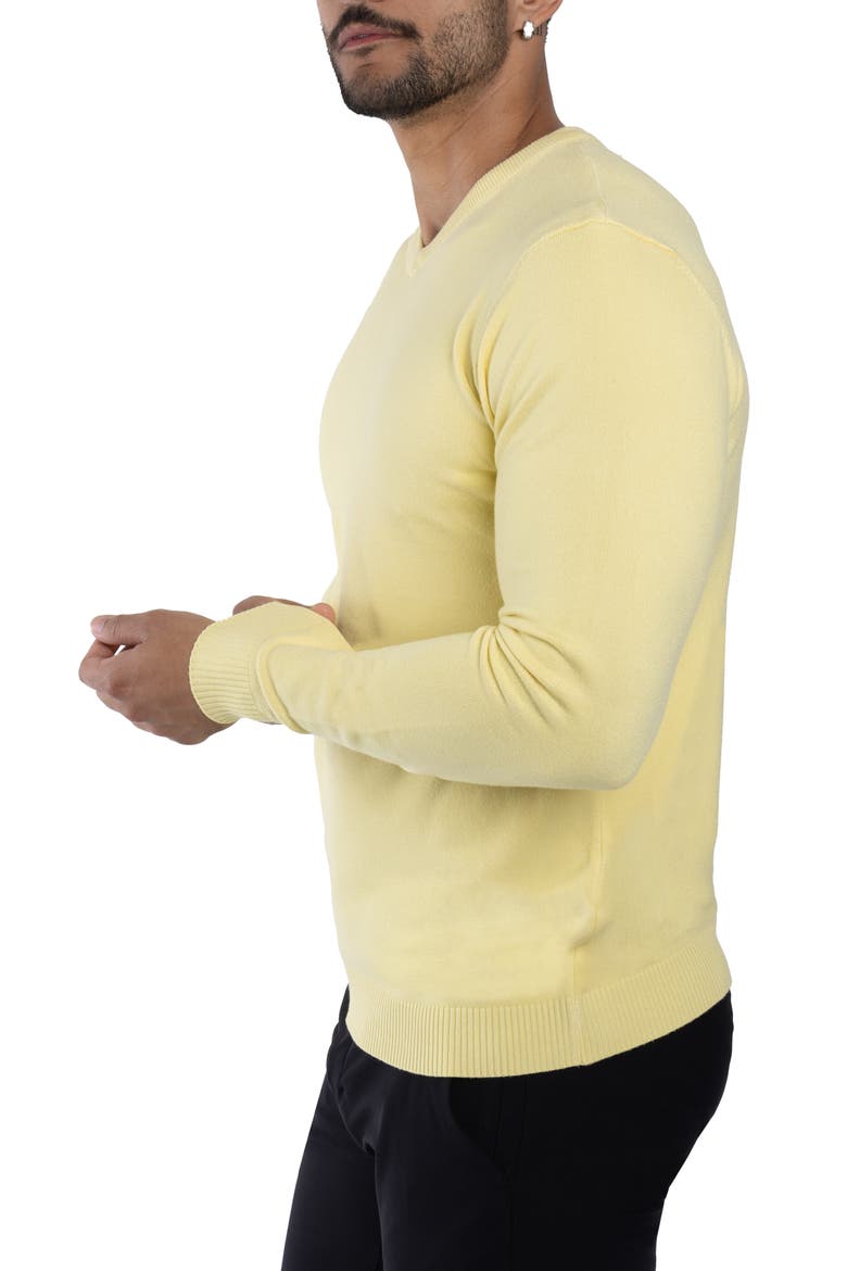 V-Neck Rib Knit Sweater, Alternate, color, BANANA