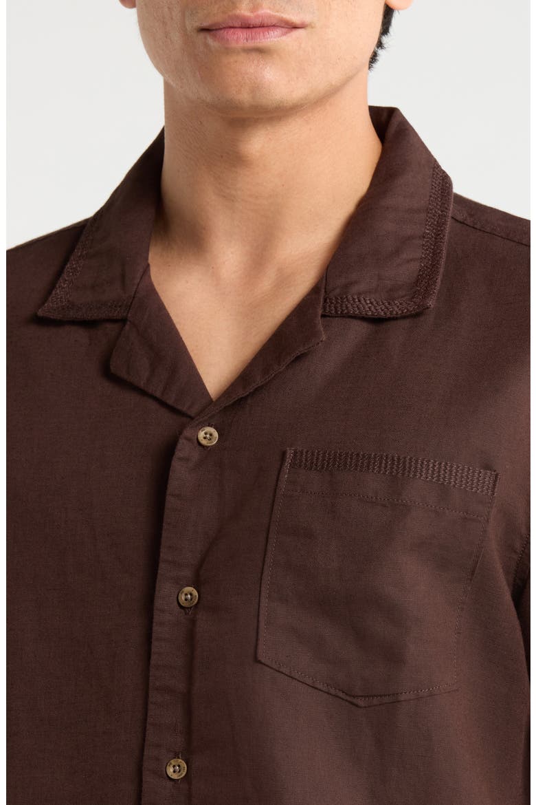 Foster Linen & Cotton Camp Shirt, Alternate, color, OAK BARREL