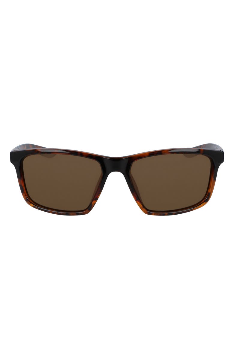 Nike Valient 60mm Square Sunglasses, Main, color, Tortoise/ Dark Brown