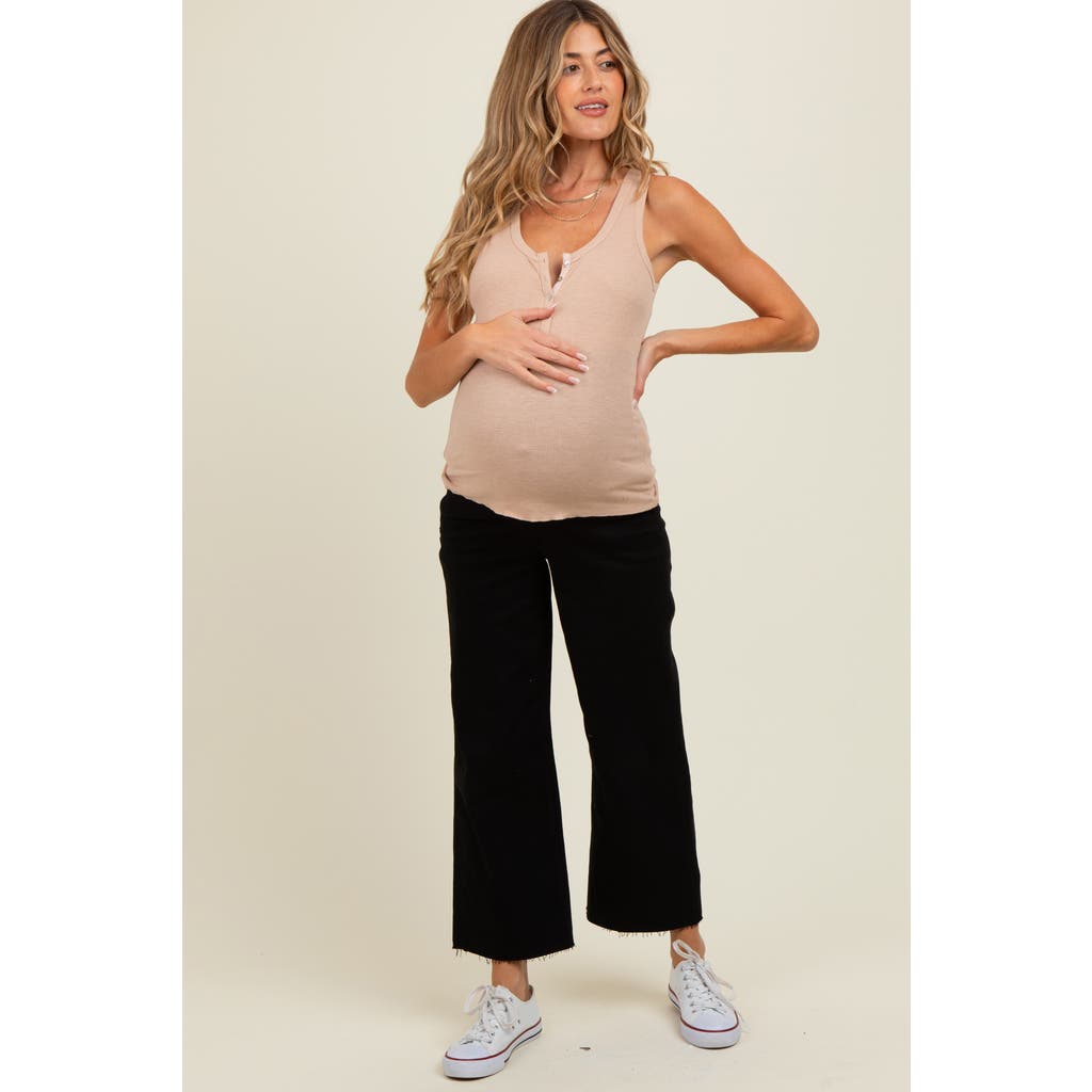 Pinkblush Raw Hem Cropped Wide Leg Maternity Jeans In Multi