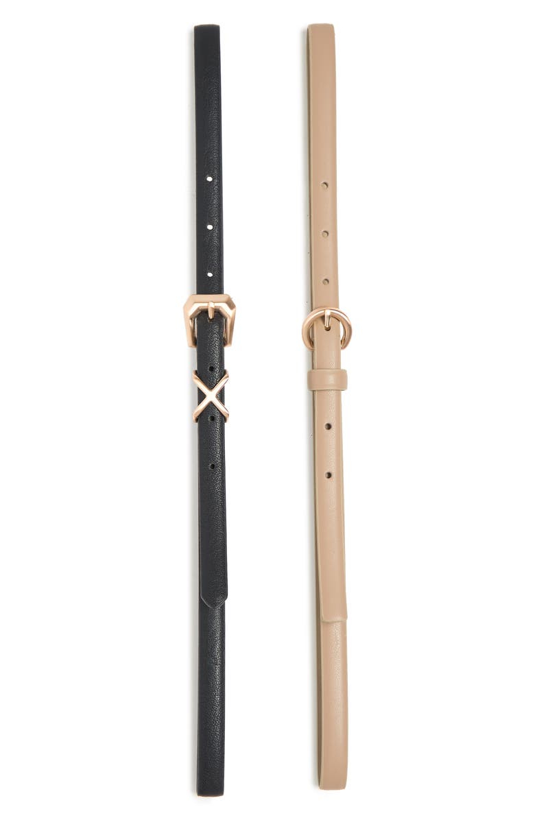 Vince Camuto Assorted Set of 2 Belts, Main, color, Black Gold