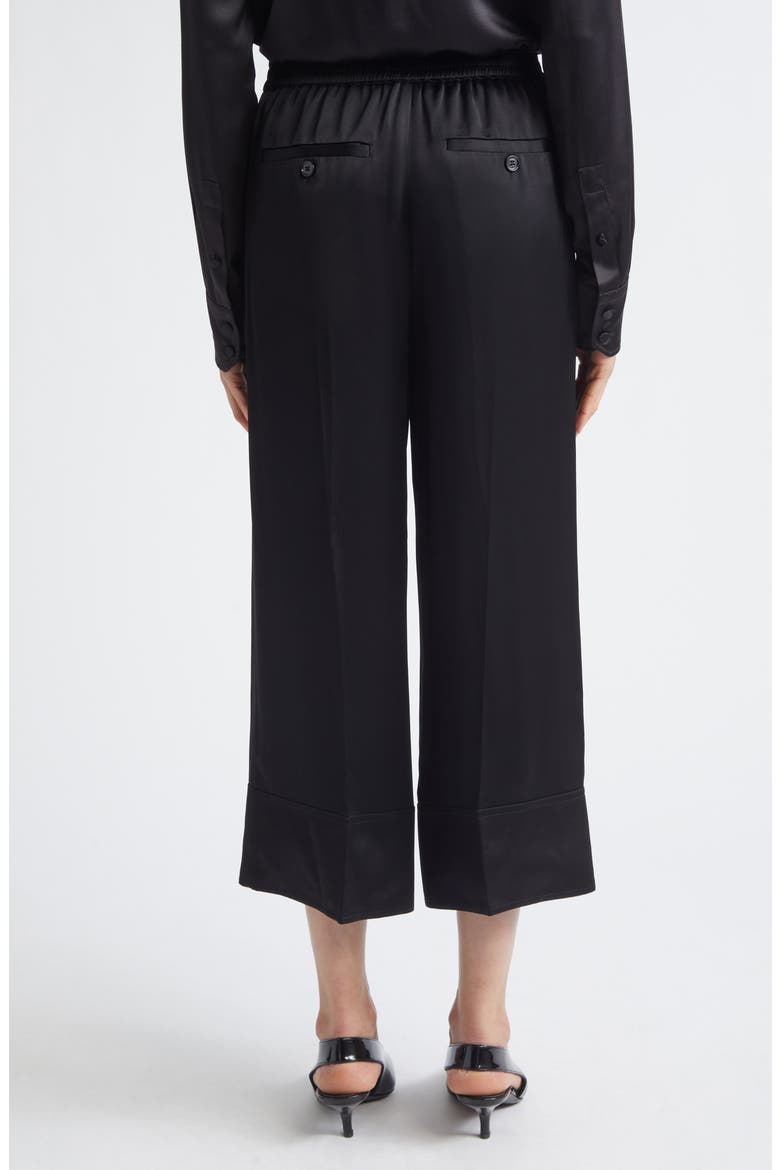 Satin Drawstring Wide Leg Pants, Alternate, color, BLACK