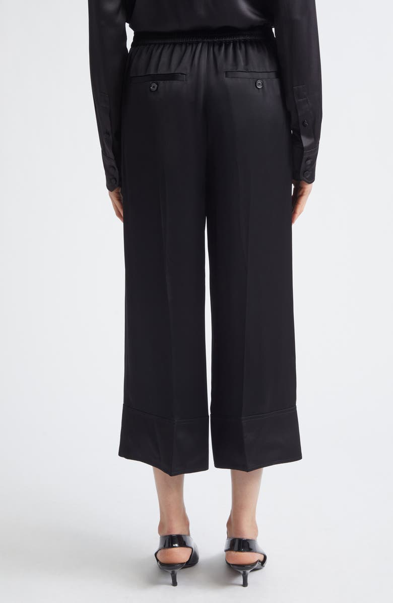 TOTEME Satin Drawstring Wide Leg Pants, Alternate, color, Black