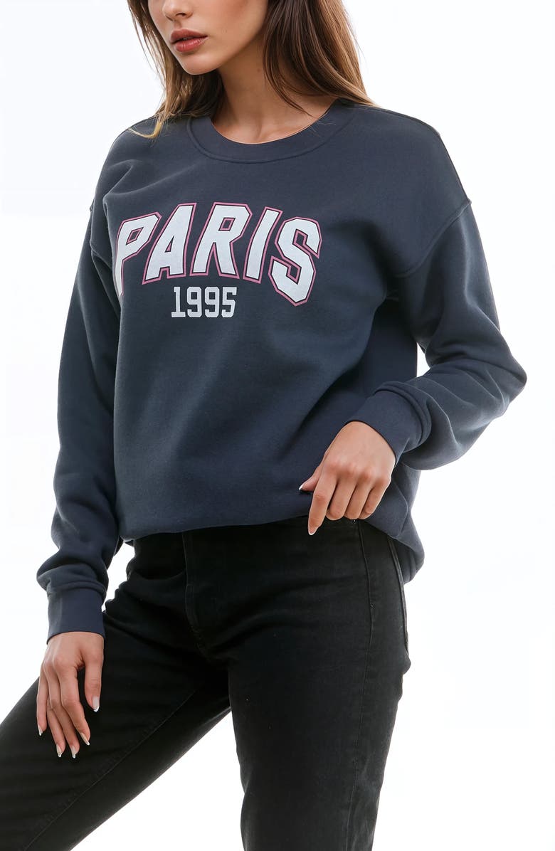 Urban Social Paris Graphic Sweatshirt, Alternate, color, Navy/ White