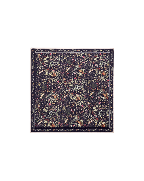 Fable England Wolf Garden Navy Square Scarf In Blue