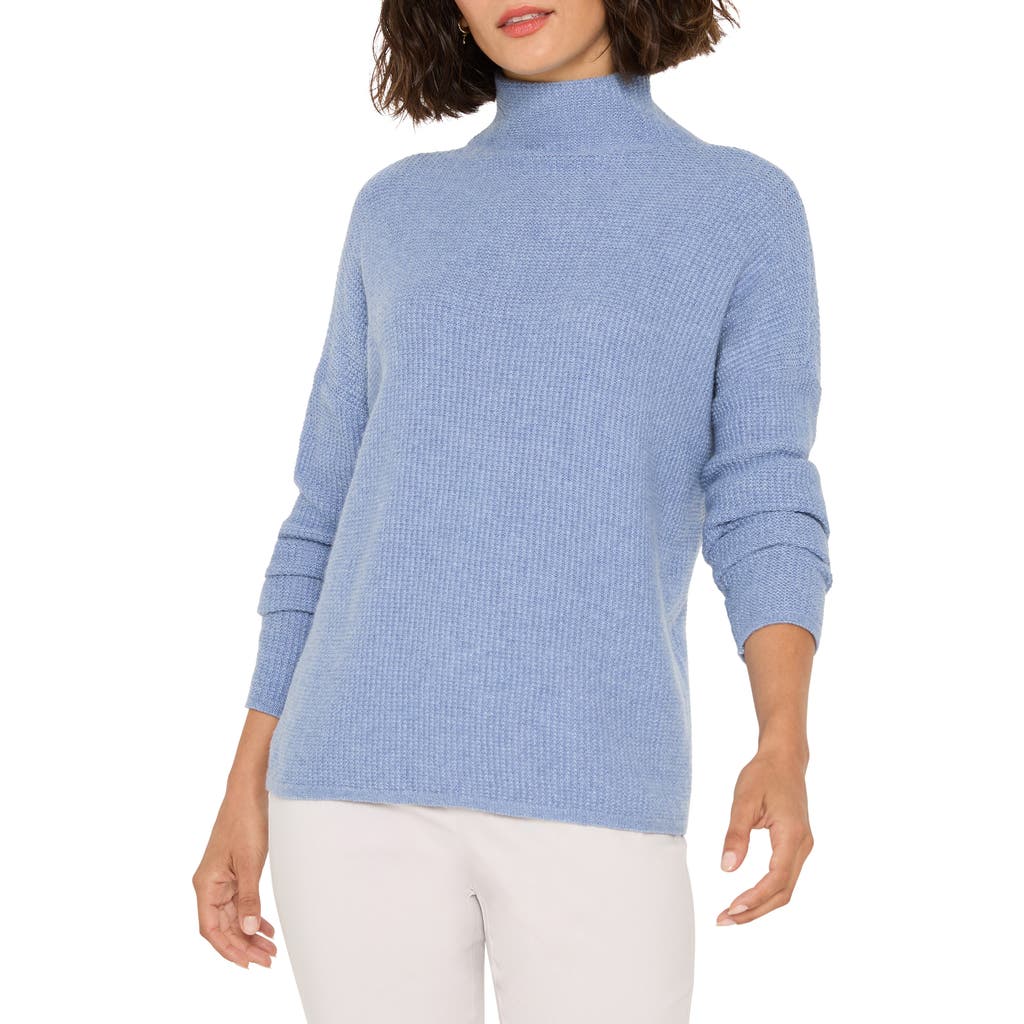 Nic + Zoe Nic+zoe Waffle Stitch Tuck Sweater In Blue