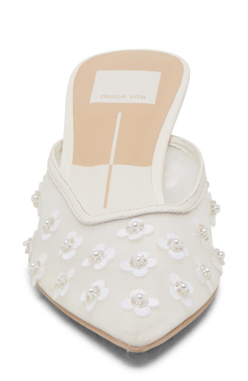 Dolce Vita Clara Pearl Pointed Toe Pump In White Mesh