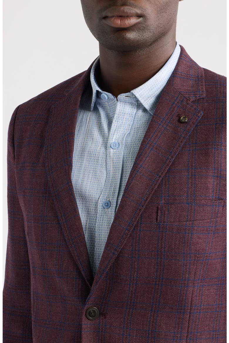 Townsend Windowpane Plaid Wool Sport Coat, Alternate, color, BURGUNDY WINDOWPANE PLAID