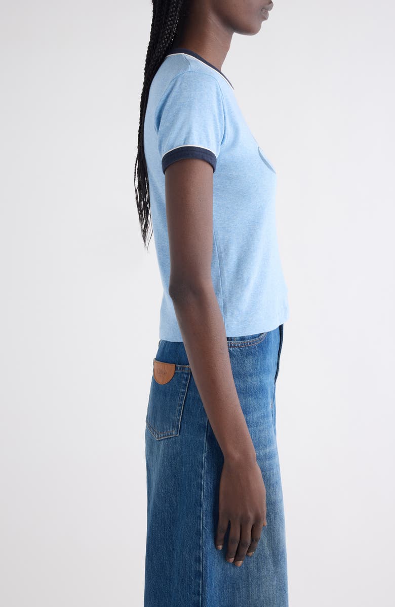 Chloé Logo Cotton Ringer Graphic T-Shirt, Alternate, color, Ceylan Blue